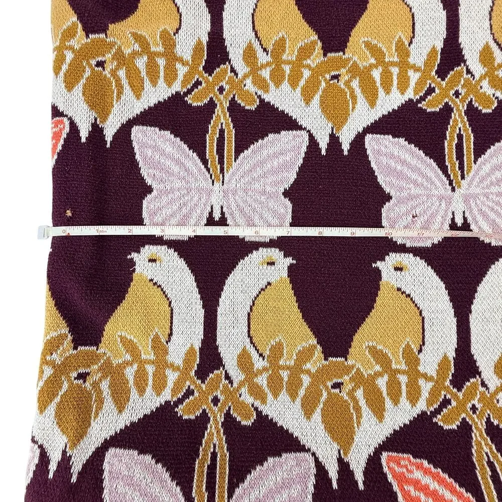 Anthropologie Love Birds Butterfly Knit Throw Blanket 60x52 Plum Orange